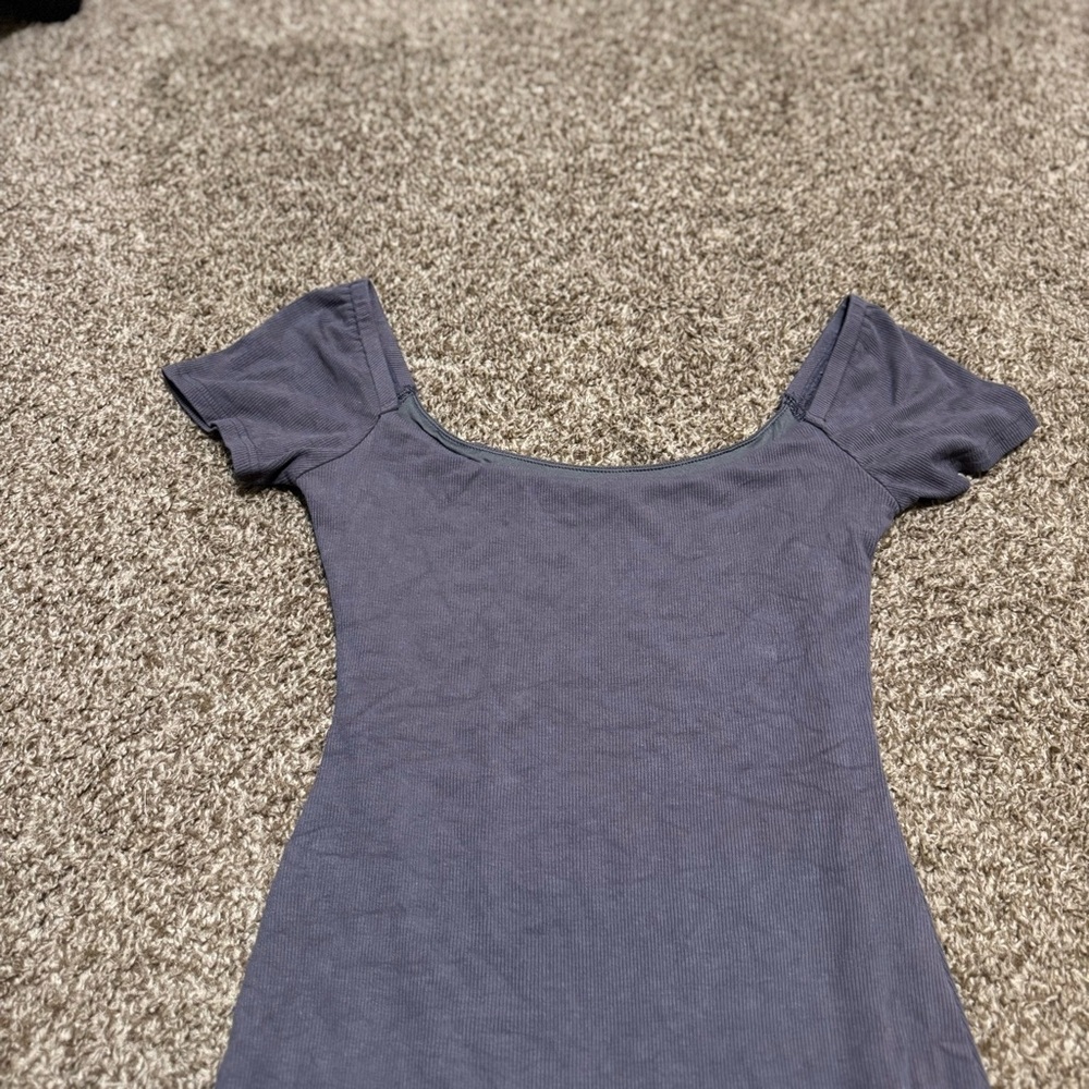 Whitefox Gray Short Sleeve Romper Ribbed MEDIUM - Picture 3 of 5